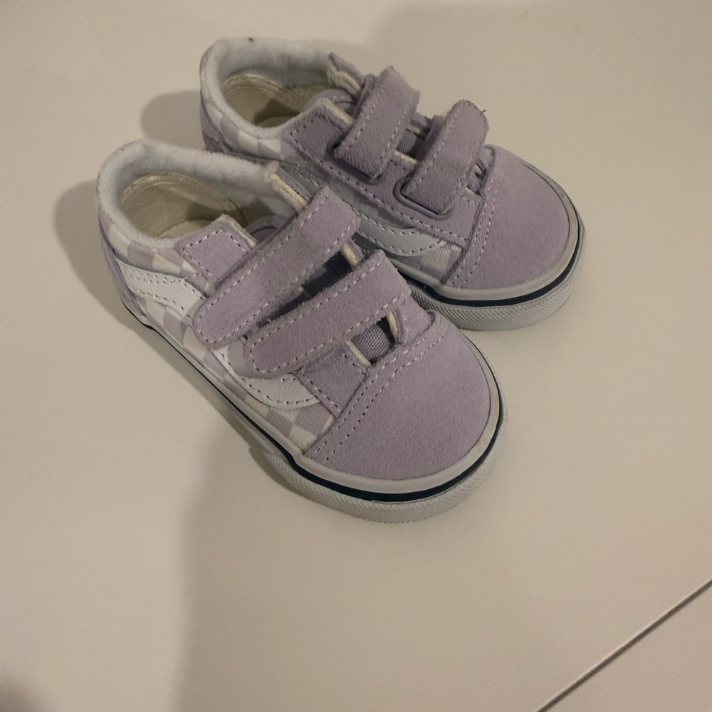 Vans Toddler Old Skool Lavender Checkered Sneakers